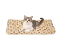QUARKZMAN Colchón para Mascotas Perro Gato, Suave Colchoneta De Felpa Coral con Estampado De Estrellas, Cama Lavable Y Cálida para Mascotas 53x35cm (Café), Ideal para Perros Y Gatos.