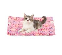 QUARKZMAN Colchoneta para Perros Y Gatos, Suave Colchón De Felpa Coral con Huellas De Patas, Cama Lavable Y Cálida 13x10 Pulgadas (Rosa), Diseñada para Perros Y Gatos Medianos Y.