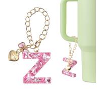 QUARKZMAN Colgante De Letra Para Stanley Tumbler Cup, Accesorios De Colgante De Letra Z Con Corazón Y Moño De Rhinestones Brillantes Para Tazas Con Asa O Otras Botellas De Agua Para
