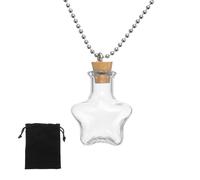 QUARKZMAN Colgante Frasco, Frascos Vidrio Pequeños 25 Mm Con Tapones Corcho Y Bolsa Terciopelo Negro Para Joyería Manualidades Decoración De Fiestas Y Bodas, Forma De Estrella.