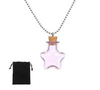 QUARKZMAN Collar Frasco Pequeños Frascos Vidrio 25 Mm Con Tapones Corcho Y Bolsa Terciopelo Negro Para Joyería Manualidades DIY Decoración De Fiestas Y Bodas Forma De Estrella.