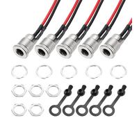 QUARKZMAN Conector de alimentación CC DC-099 (5 Unidades), 30 V, 5 A, 5,5 x 2,1 mm, 2 Pines, para Montaje en Panel, con Tuerca, arandela, Tapa Impermeable, Cables presoldados, 100 mm