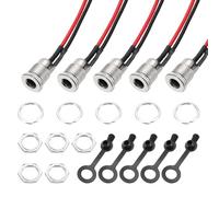 QUARKZMAN Conector de alimentación CC DC-099 (5 Unidades), 30 V, 5 A, 5,5 x 2,5 mm, 2 Pines, para Montaje en Panel, con Tuerca, arandela, Tapa Impermeable, Cables presoldados, 200 mm