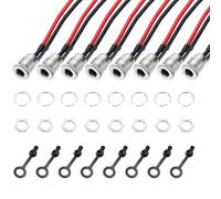 QUARKZMAN Conector de alimentación CC DC-099 (8 Unidades), 30 V, 12 A, 5,5 x 2,1 mm, 2 Pines, para Montaje en Panel, con Tuerca, arandela, Tapa Impermeable, Cables presoldados, 150 mm