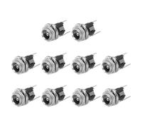 QUARKZMAN Conector de alimentación DC5525 de 3 Pines, 30 V, 0,5 A, 5,5 x 2,5 mm, Hembra, para Montaje en Panel, con Tuerca y arandela metálica, Plateado, 10,8 x 10,8 x 21,2 mm.