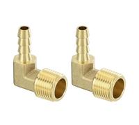 QUARKZMAN Conector de Codo de Latón para Manguera 2 piezas 1/4" Barb x 3/8" NPT Macho 90 Grados Conector de Tubo de Barb de Latón para Agua Combustible Aire
