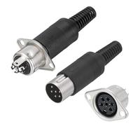 QUARKZMAN Conector Macho DIN De 6 Pines + Adaptador Hembra para Panel De Montaje Empotrado para Dispositivos De Audio Digital TV Reproductores De DVD 4 Piezas