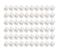 QUARKZMAN Conector Modular Macho RJ11/RJ12 para Teléfono, Núcleo de Cobre 6P6C Transparente 60 Unidades