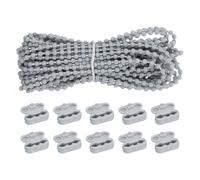 QUARKZMAN Cordón Cuentas para Cortinas Roller, 9.1 Metros/10 Yardas Cordón Cuentas para Persianas Roller Cadena Cuentas Plásticas con 10 Conectores para Cadena Persianas como Repuesto, Gris
