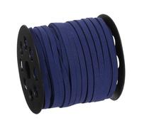 QUARKZMAN Cordón de Ante, 49.21 Yardas Hilo de Cuero Plano de 5mm para Bolsos, Cordones de Zapatos, Manualidades DIY, Pulseras, Color Azul Marino, 1 Rollo