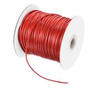 QUARKZMAN Cordón Trenzado de Poliéster, 2mm Cuerda Trenzada Hilo de Cera Cordón Encerado Hilo Encerado para Hacer Pulseras, Collares, Bisutería y Manualidades, Rojo, 90m Largo
