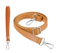 QUARKZMAN Correa De Bolso De Cuero Ajustable De Reemplazo 28-52 Pulgadas Correas Suaves De Bolso Bandolera De Cuero Con Portaligas Para Bolsos Carteras Bolsos Bandolera Marrón/Plateado