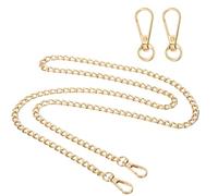 QUARKZMAN Correa De Cadena Plana De 47.2" Con Broches De Langosta, Correas De Hombro Doradas Cinturón De Metal Para Bolso Con 2 Broches Giratorios De Langosta Estilo2 Para Bolso Cruzado