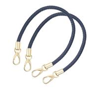 QUARKZMAN Correa de Cuero para Bolso, 2 Pcs 50cm Asa de Cuero para Bolso Trenzado de PU Corto con Hebillas de Metal para Bolsos de Brazo (Correa Azul Oscuro + Broche Dorado)