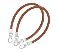 QUARKZMAN Correa de Cuero para Bolso, 2 Pcs 60cm Asa de Cuero para Bolso Trenzado de PU Corto con Hebillas de Metal para Bolsos de Brazo (Correa Marrón + Broche Plateado)