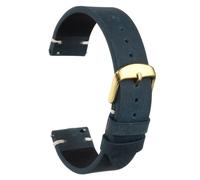 QUARKZMAN Correa de reloj 18mm cuero de grano superior hebilla dorada | Piel genuina, liberación rápida, repuesto, cierre acero inoxidable 304, color azul, para hombres y mujeres