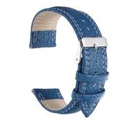 QUARKZMAN Correa de reloj 22mm de ancho cuero de microfibra suave azul | Liberación rápida, repuesto, patrón agrietado, con hebilla acero inoxidable y barra resorte, para hombres mujeres