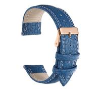 QUARKZMAN Correa de Reloj 22mm Patrón Agrietado Azul | Cuero de Microfibra, Liberación Rápida, Suave, de Repuesto, con Hebilla de Acero Inoxidable Rosa Dorado y Barra de Resorte
