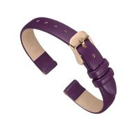 QUARKZMAN Correa De Reloj De Cuero Genuino Púrpura 10mm De Ancho, Correa De Cuero Delgada Y Elegante Con Hebilla Rosa Dorada Para Hombres Y Mujeres