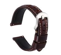 QUARKZMAN Correa Reloj 18Mm Ancho Cuero Encerado Vintage Correa Reloj | Liberación Rápida Banda Muñeca Correas Reemplazo Con Hebilla Y Pasador Para Hombres Mujeres Regulos Plata-Rojo