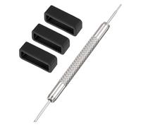 QUARKZMAN Correas de Banda de Reloj, Anillos de Fijación de Goma de 18mm de Ancho, Retenedores de Reloj de Silicona para Reloj Negro 1 Juego
