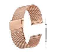 QUARKZMAN Correas De Reloj De Malla Para Hombres Y Mujeres, Correa De Reloj De Acero Inoxidable De Liberación Rápida Pulsera Milanese Ajustable Reemplazo De Muñequera (24mm, Rojo Rosa)