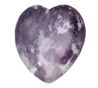 QUARKZMAN Cristales Corazón Piedras Sanadoras Lepidolita Pulgar Natural Amor Energía Positiva FENG Shui Palma Ansiedad Gema 1.2" Para Equilibrio Meditación Alivio Estrés Poderoso