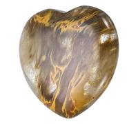 QUARKZMAN Crystals Heart Healing Stones Brown Amber Thumb Natural Love Positive Energy FENG Shui Palm Worry Gemstone 1.2" For Balancing Meditation Anxiety Stress Relief