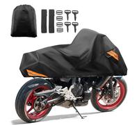 QUARKZMAN Cubierta de Moto Protectora contra la Lluvia y el Polvo para Harley Davidson Cruiser Sportster Fatboy Softail Dyna Super Glide Ajuste 104" Negro 300D
