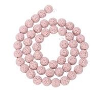 QUARKZMAN Cuentas de Piedra Lava Volcánica Natural en Color Rosa Pálido de 8 mm, Cuentas Sueltas de Piedra Volcánica para Hacer Joyas Diy (1 Hebra, 51 Cuentas)