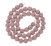 QUARKZMAN Cuentas de Piedra Lava Volcánica Natural Rosa de 8 mm, Cuentas Sueltas de Piedra Volcánica Redonda para Pulseras de Joyería Diy (1 Hebra, 51 Cuentas)