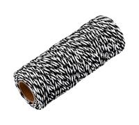 QUARKZMAN Cuerda de Algodón Trenzada Torcida Negro Blanco 50m/55 Yardas 1.5mm Diámetro para Colgar en la Pared Colgador de Plantas Tejido Nudos de Macramé