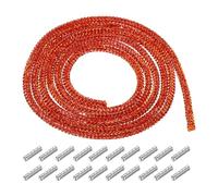 QUARKZMAN Cuerda de Tubo de Estrás de 4 mm x 1,2 m, Cuerda de Estrás de Cristal para Zapatillas, Suéteres, Pantalones de Chándal, Decoración Naranja con Agujetas