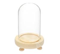 QUARKZMAN Cúpula De Vidrio Cloche 4.7" X 3.5" Campana De Vidrio Decorativa Con Base De Madera Para Flores Artesanías Especímenes De Colección Plantas A Prueba De Polvo