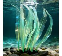 QUARKZMAN Decoración para Acuario Planta Artificial De Sílicona para Pecera Que Brilla OVAS De 10 Pulgadas Verde 1 Pieza Ideal para Decoración De Pecera Alta O Paisajismo.