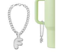 QUARKZMAN Dije De Letra Para Stanley Tumbler Cup, Accesorio De Letra F Inicial Con Purpurina Y Rhinestones Para Tazas Con Asa O Otras Botellas De Agua Para Mujeres, Blanco