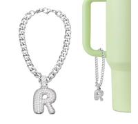 QUARKZMAN Dije De Letra Para Stanley Tumbler Cup, Accesorio De Letra R Inicial Burbuja Tierna Con Rhinestone Brillante Para Tazas Con Asa O Otras Tazas De Agua Para Mujeres, Blanco