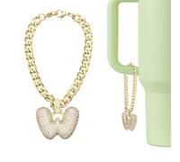 QUARKZMAN Dije De Letra Para Stanley Tumbler Cup, Accesorio De Letra W Con Purpurina Y Rhinestones Para Tazas Con Asa O Otras Botellas De Agua Para Mujeres, Dorado