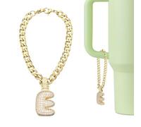 QUARKZMAN Dije De Letra Para Stanley Tumbler Cup, Accesorios Con Letra Inicial E Burbuja Y Lentejuelas Brillantes Para Tazas Con Asa O Otras Botellas De Agua Para Mujeres, Dorado