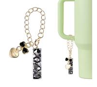 QUARKZMAN Dije De Letra Para Stanley Tumbler Cup, Accesorios De Dije De Letra I Con Corazón Y Moño Con Rhinestones Brillantes Para Tazas Con Asa O Otras Tazas De Agua Para Mujeres, Negro |