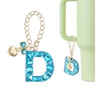 QUARKZMAN Dije De Letra Para Stanley Tumbler Cup, Accesorios De Dije De Letra Inicial D Con Lazo Corazón Y Rhinestones Brillantes Para Tazas Con Asa U Otras Botellas De Agua Para Mujeres,