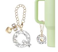QUARKZMAN Dije De Letra Para Stanley Tumbler Cup, Accesorios De Dije De Letra Q Inicial Con Lazo De Corazón Y Rhinestones Brillantes Para Tazas Con Asa O Otras Botellas De Agua Para