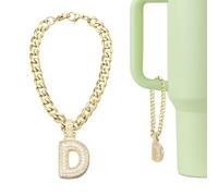 QUARKZMAN Dije De Letra Para Stanley Tumbler Cup, Accesorios De Letra D Inicial Lindos Con Burbujas Y Rhinestones Brillantes Para Tumberas O Otras Tazas Con Asa Para Mujeres, Dorado