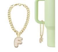 QUARKZMAN Dije De Letra Para Stanley Tumbler Cup, Accesorios De Letra F Con Purpurina Y Rhinestones Para Tazas Con Asa O Otras Botellas De Agua Para Mujeres, Dorado