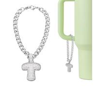 QUARKZMAN Dije De Letra Para Stanley Tumbler Cup, Accesorios De Letra Inicial t Con Purpurina Y Rhinestones Para Tazas Con Asa O Otros Vasos Para Mujeres, Blanco