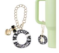 QUARKZMAN Dije De Letra Para Stanley Tumbler Cup, Accesorios De Letra O Inicial Con Lazo De Corazón Y Rhinestones Brillantes Para Tazas Con Asa O Otras Tazas De Agua Para Mujeres, Negro |