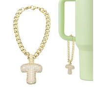 QUARKZMAN Dije De Letra Para Stanley Tumbler Cup, Accesorios De Letra t Inicial Con Purpurina Y Rhinestone Brillante Para Tazas Con Asa O Otras Tazas De Agua Para Mujeres, Dorado
