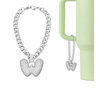 QUARKZMAN Dije De Letra Para Stanley Tumbler Cup, Accesorios De Letra W Con Purpurina Y Rhinestones Para Tazas Con Asa O Otras Tazas De Agua Para Mujeres, Blanco