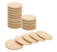 QUARKZMAN Discos de Madera Redondos 20 Unidades 30 mm Círculos de Madera sin Terminar con Agujeros para Manualidades Accesorios de Joyería DIY Etiquetas para Tablero de Cumpleaños