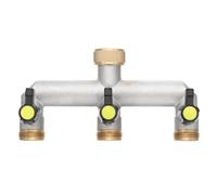 QUARKZMAN Distribuidor de Agua de 3 Vías, Distribuidor de Grifo con Válvulas de Corte Individuales Negras y Grifo, Caudal de Agua Regulable y Corte para Mangueras de Casa y Jardín